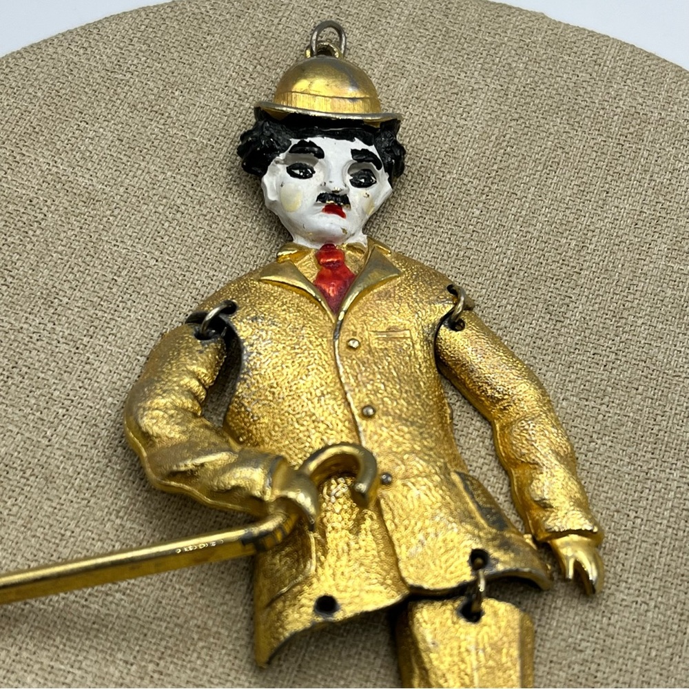 Vintage Charlie Chaplin Enamel Movable Pendant 5.5in - Picture 2 of 6